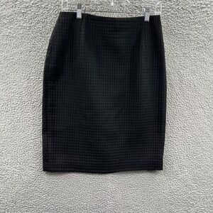 Womens Textured Grid Pencil Skirt 8 Black Minimalist Career Office Structured